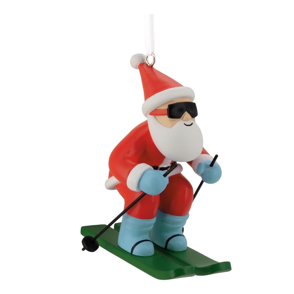 Hallmark Santa Claus Skiing Christmas Tree Ornament 1HG03496 Red Green
